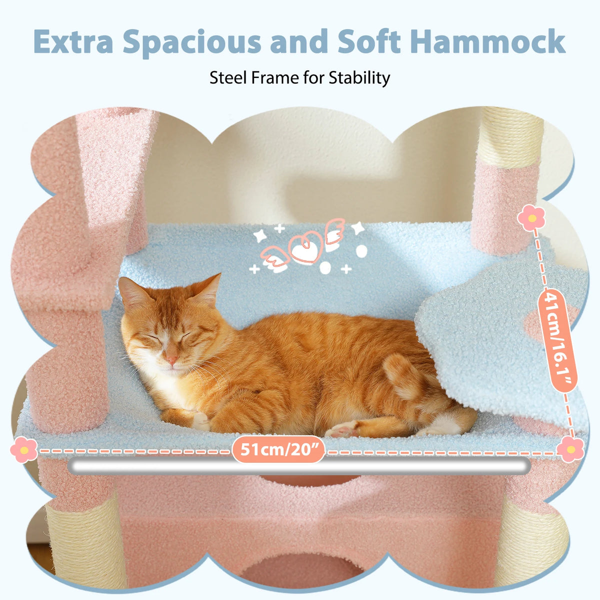 Petepla 184cm Luxury Cat Tree Tower With Hammock