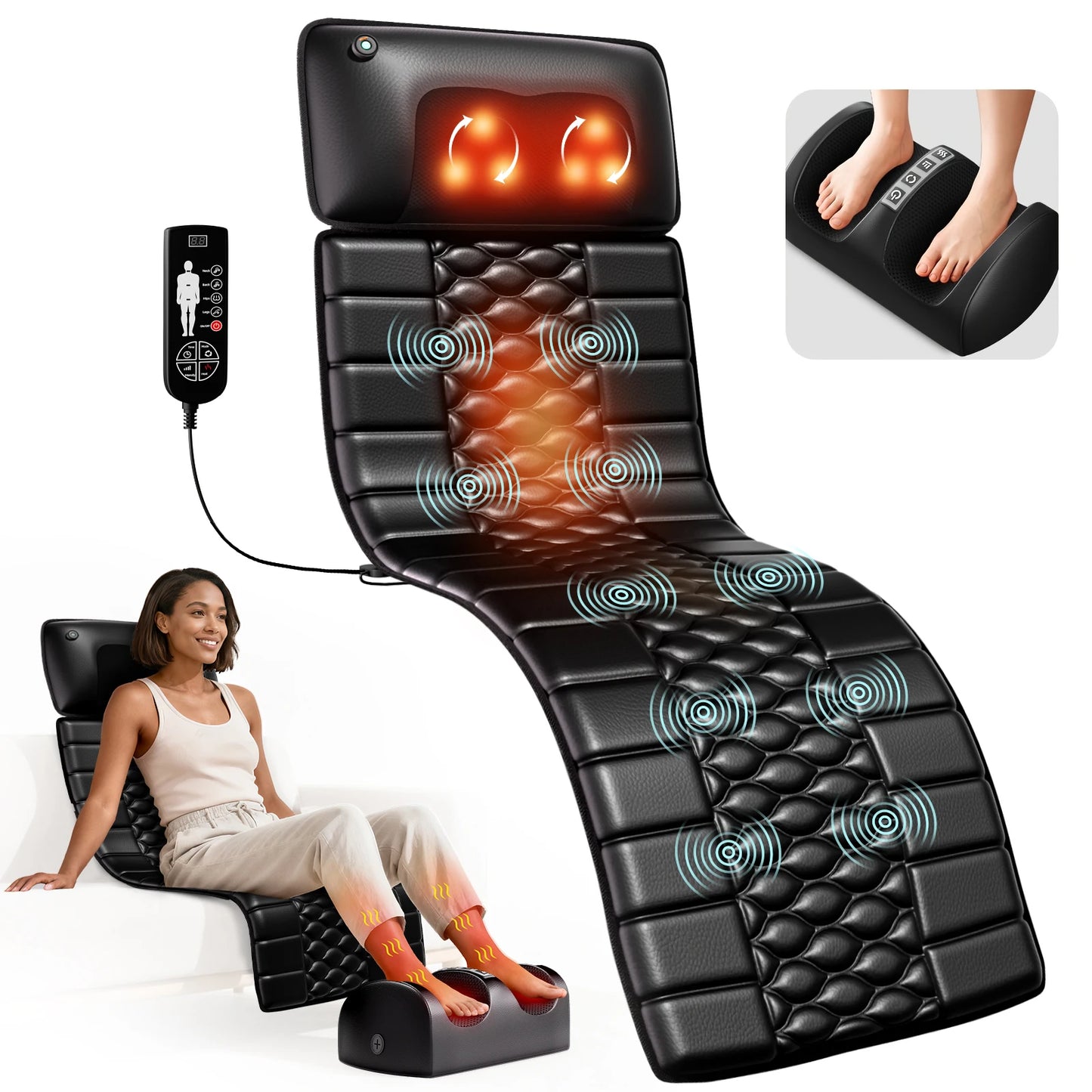 HOMEMASSA Shiatsu Full Body Massage Mat With Heat Pad