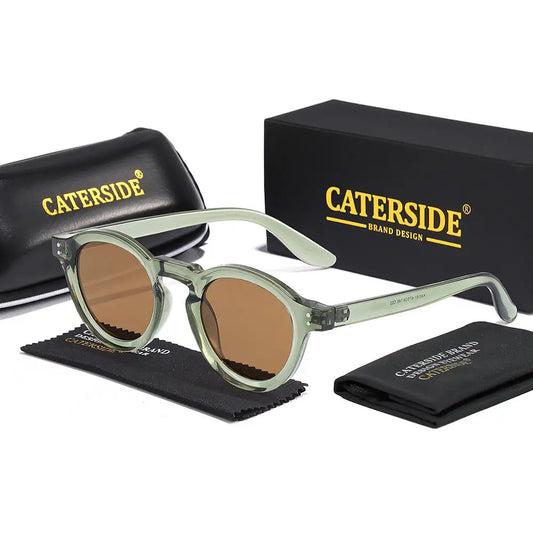 Caterside Retro Round Polarized Sunglasses UV400 TAC Lenses