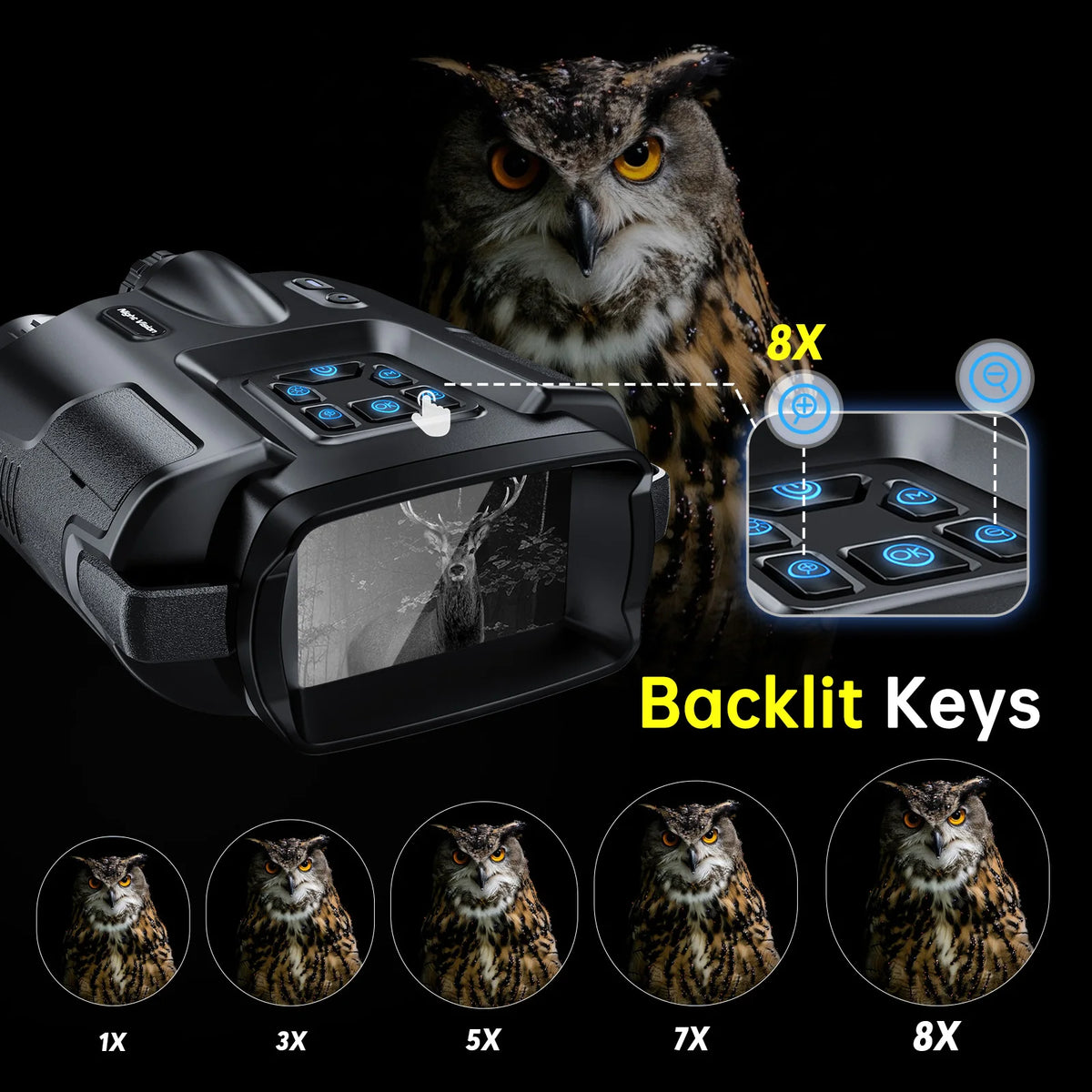 DIYIMIN 4K Night Vision Binoculars Infrared 8x Zoom For Wildlife