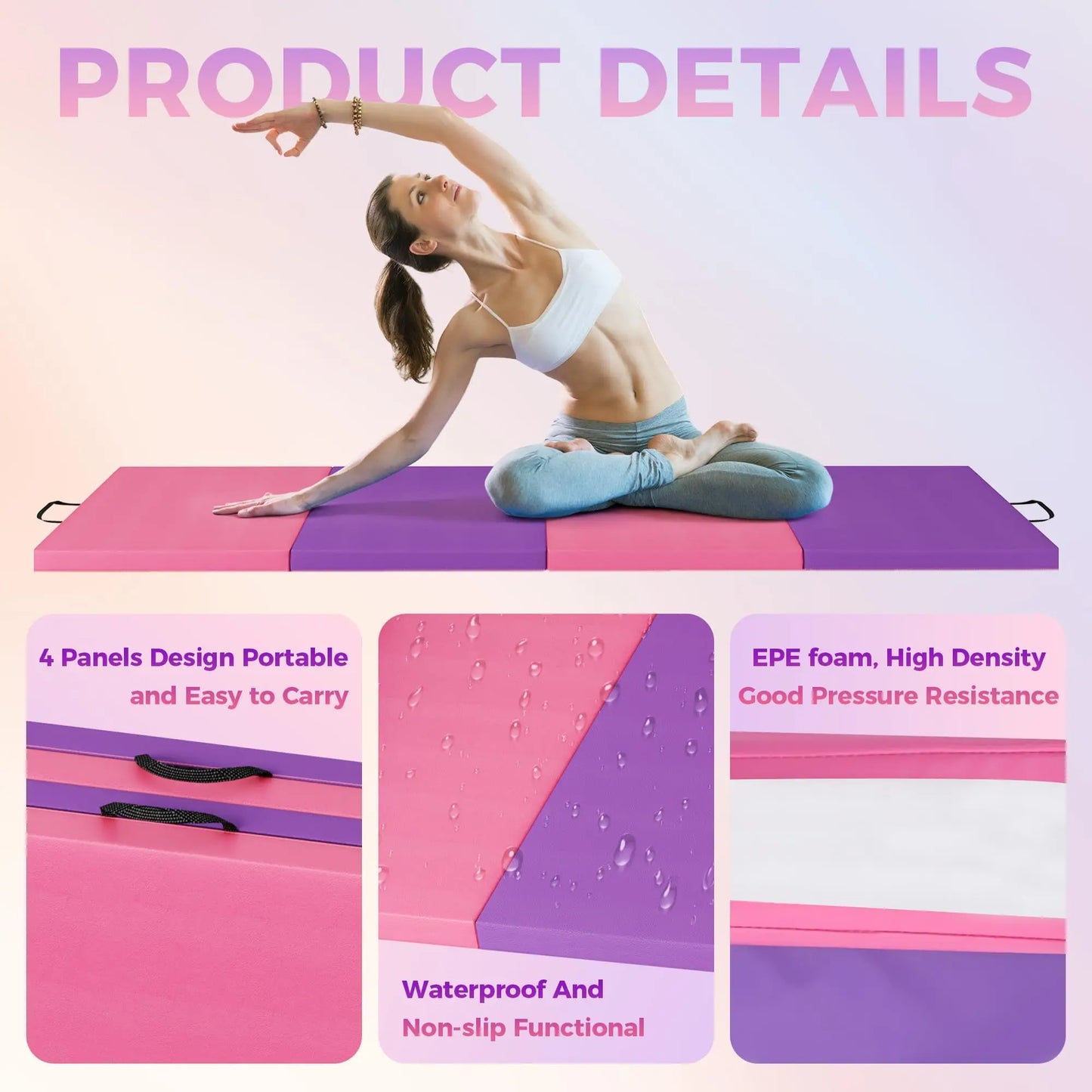HiMISS Gymnastics Mat 4-5 Fold Cushions Home Yoga Pilates