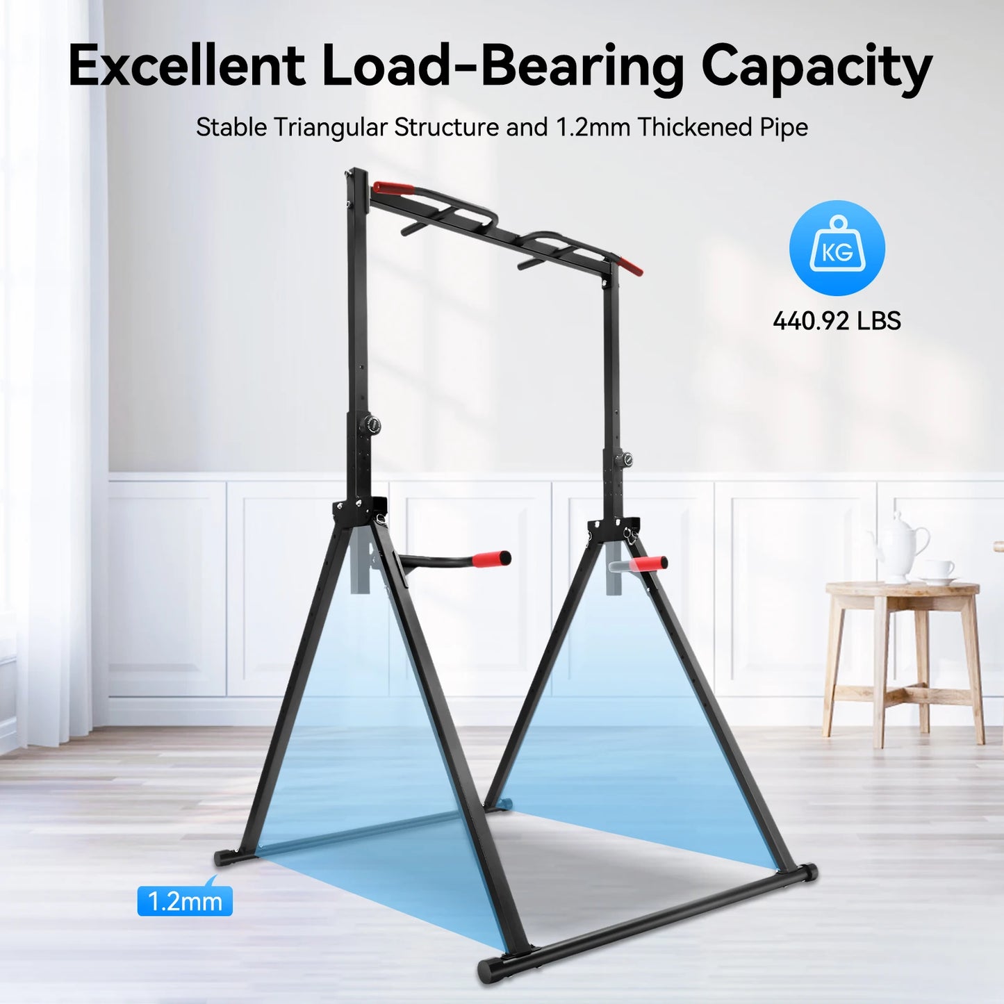 Adjustable Pull Up Bar Foldable Home Gym with Parallel Bars