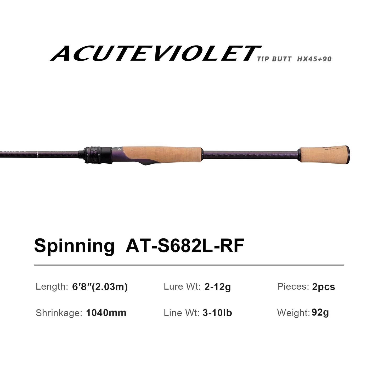 Pure-Lure Acute Fast Action Bass Spinning Rod With Titanium Ring