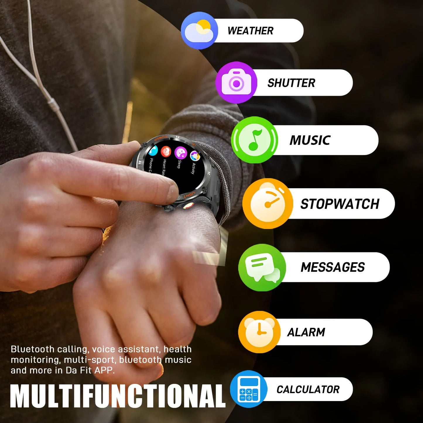 LaNikar Smart Watch 3ATM Waterproof Bluetooth Heart Rate Sleep Analysis