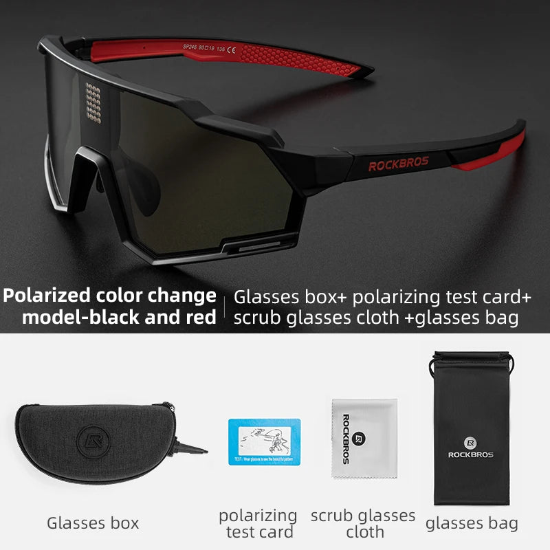 ROCKBROS Photochromic Polarized Cycling Glasses UV400 Eyewear