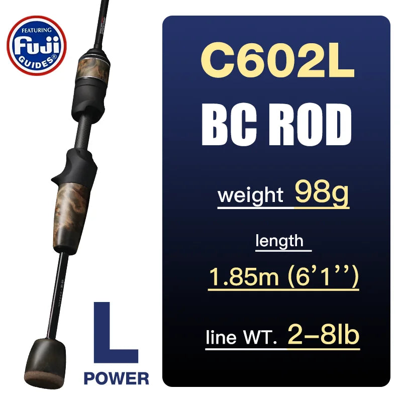 SeaSir Ultralight Spinning Baitcasting Fishing Rod With Carbon Handle Fuji Guides