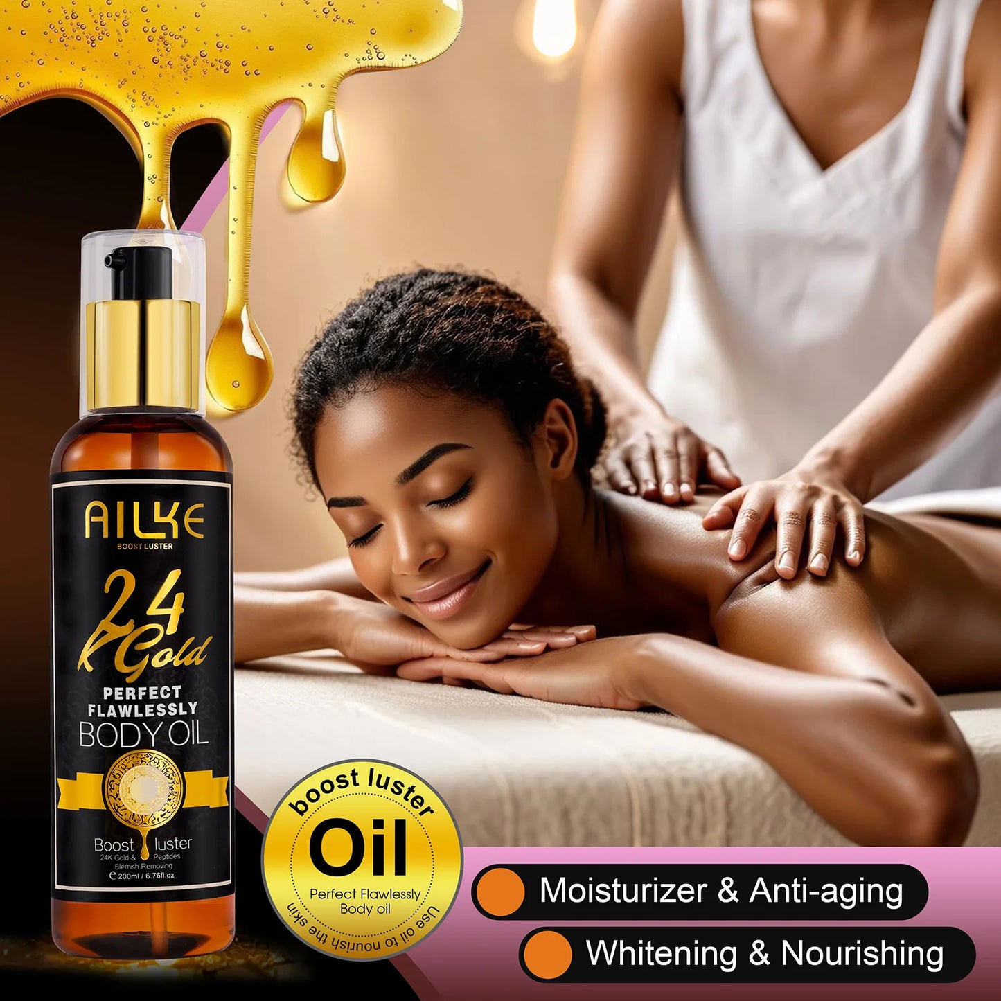 AILKE 24K Gold Skin Care Set Whitening Dark Spots Reduction