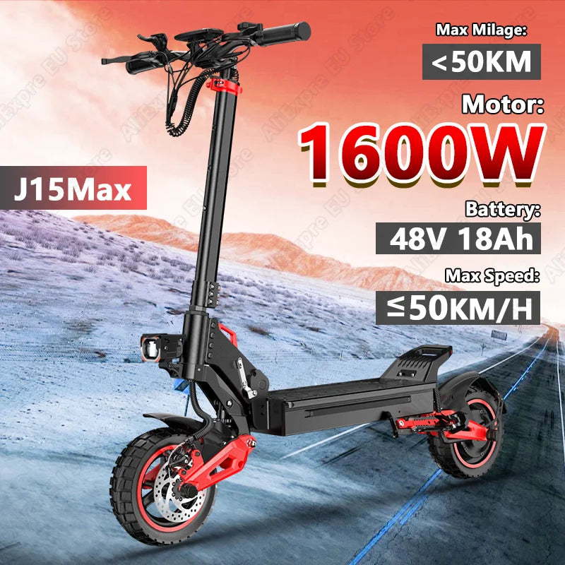 J15MAX Electric Scooter 1600W Dual Disc Brakes 48V Battery Offroad