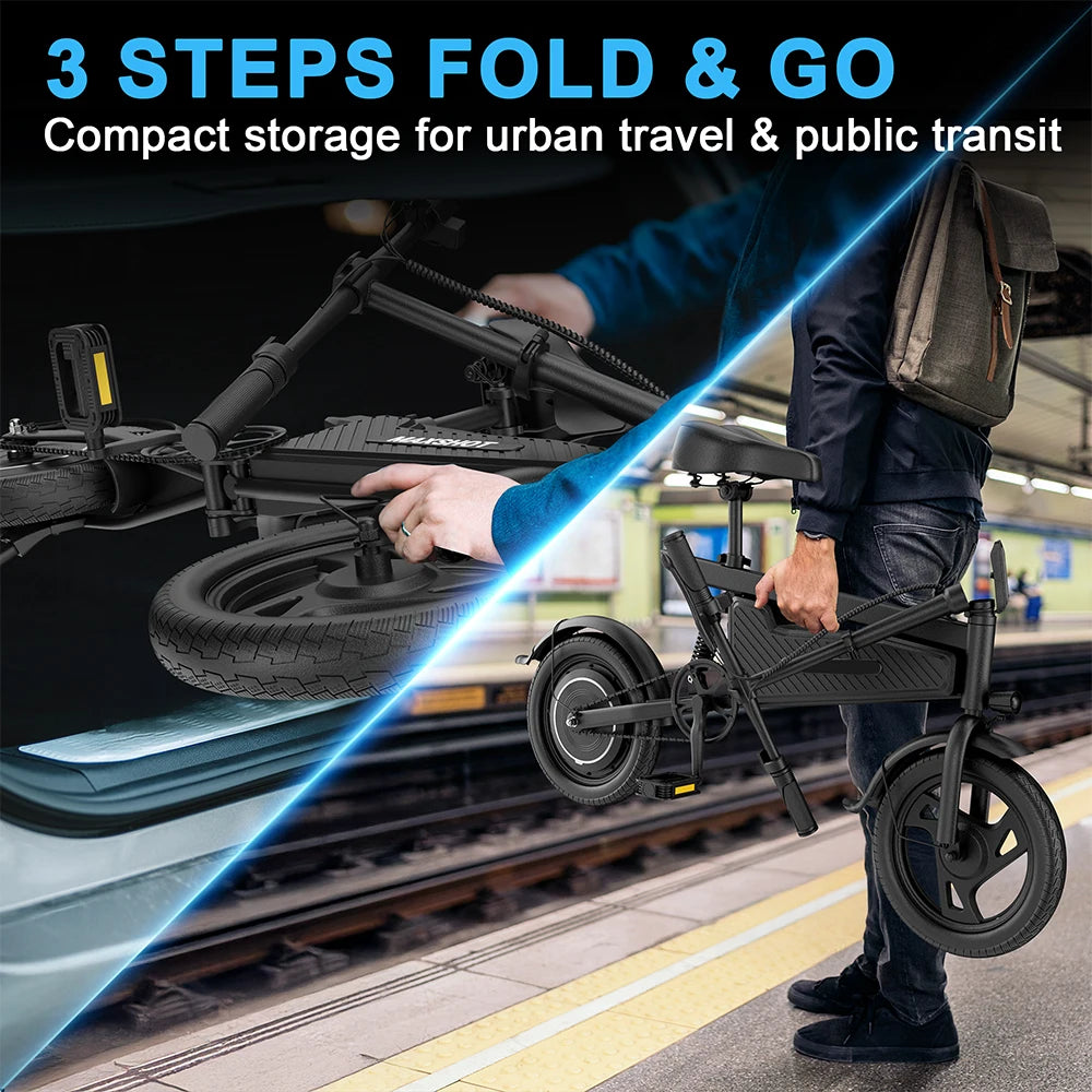 AOVOPRO Foldable Ebike 350W 48V 9Ah Battery 28 Mile Range