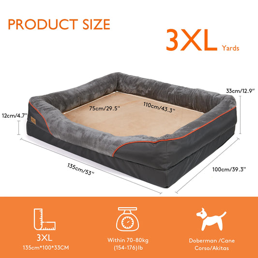 Bingopaw Jumbo Orthopedic Memory Foam Dog Bed With Waterproof Mattress