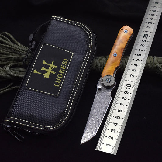 LUOKESI VG10 Damascus Folding Knife With Camphor Wood Handle