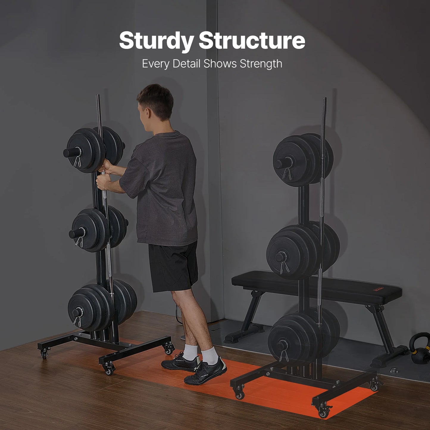 VEVOR Weight Plate Rack With Wheels 1000 Lbs Load Capacity