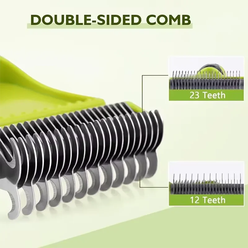 Two-Sided Grooming Comb and Undercoat Rake for Cats and Dogs