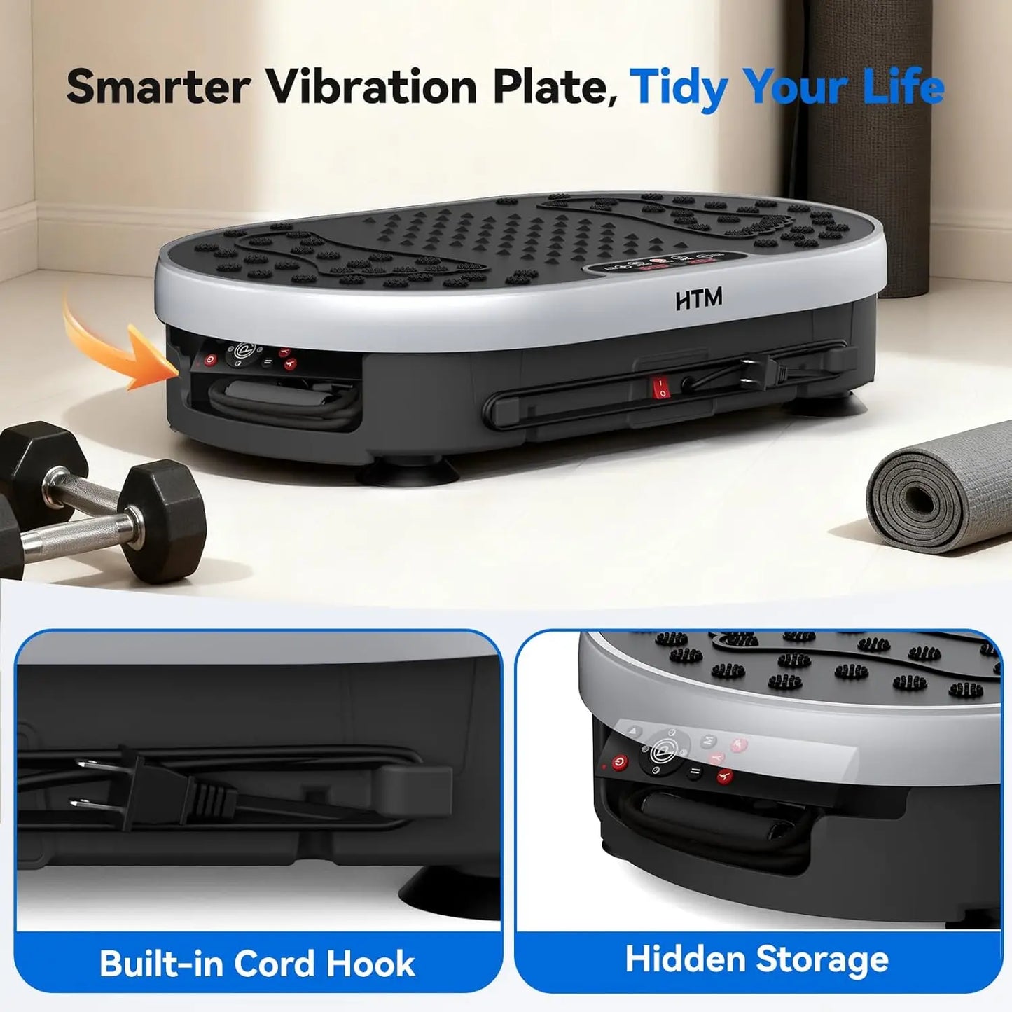HTM Vibration Plate Exercise Machine With 9 Preset Programs And 120 Speed Levels