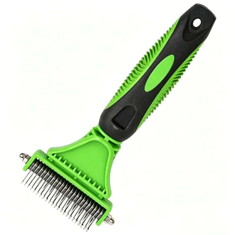 Two-Sided Grooming Comb and Undercoat Rake for Cats and Dogs