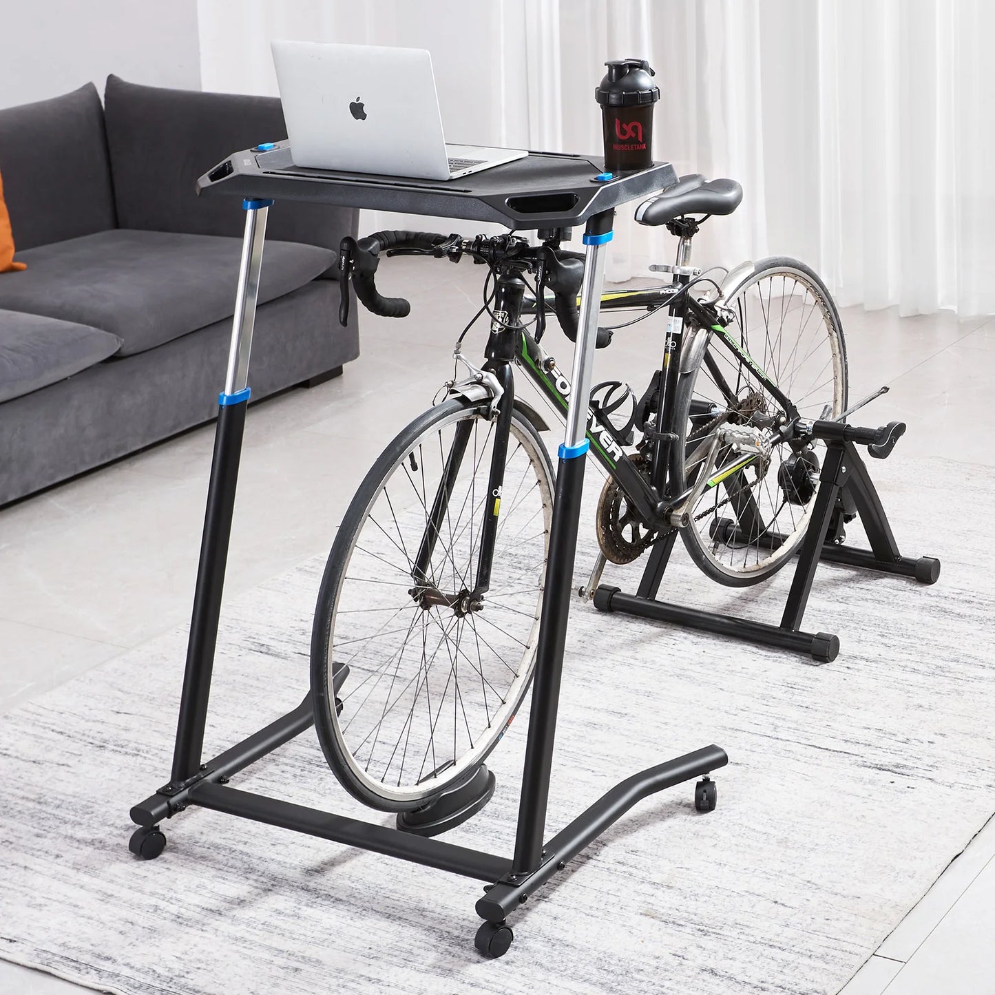 Cycling Desk For Home Office Foldable With Lockable Wheel