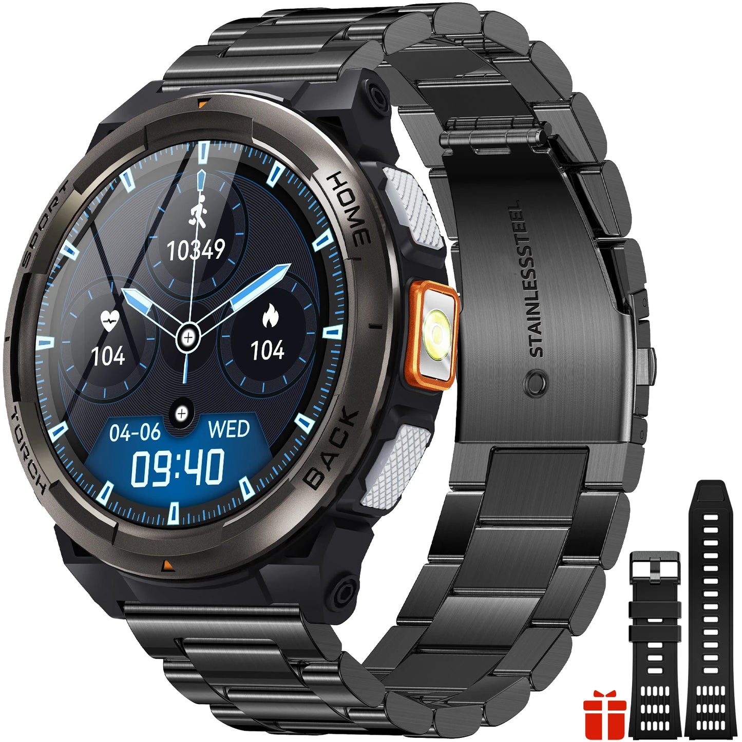 EIGIIS KE5 Smartwatch With Compass 3ATM Barometer LED Flashlight Waterproof