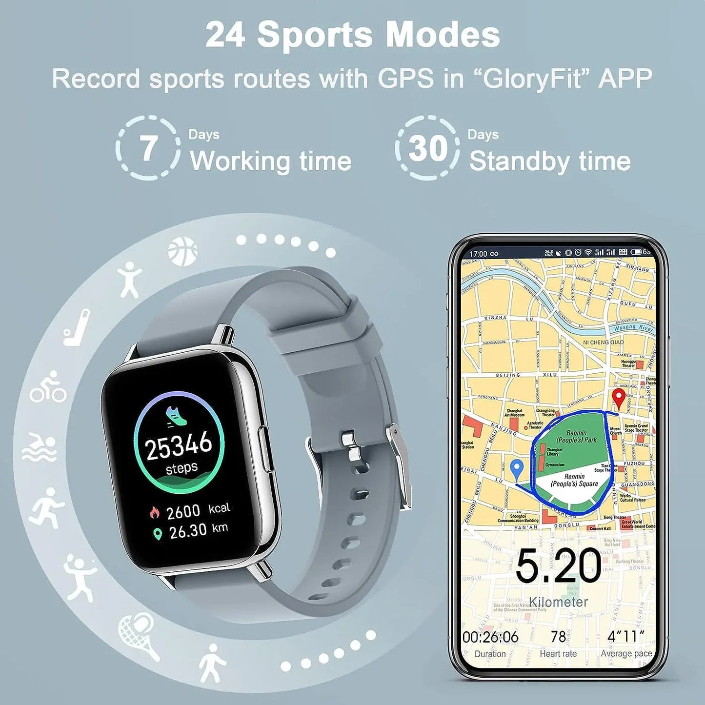 Nerunsa Smartwatch Fitness Tracker With Heart Rate Monitor Sleep Tracking