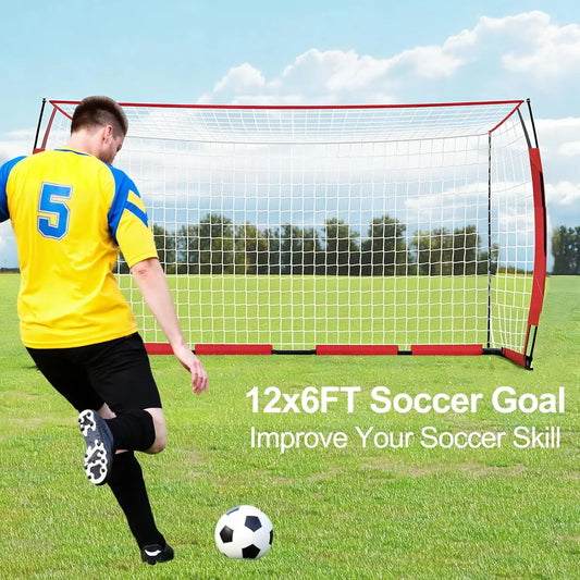 HiMISS Foldable Steel Soccer Goal With Fiberglass Support Poles