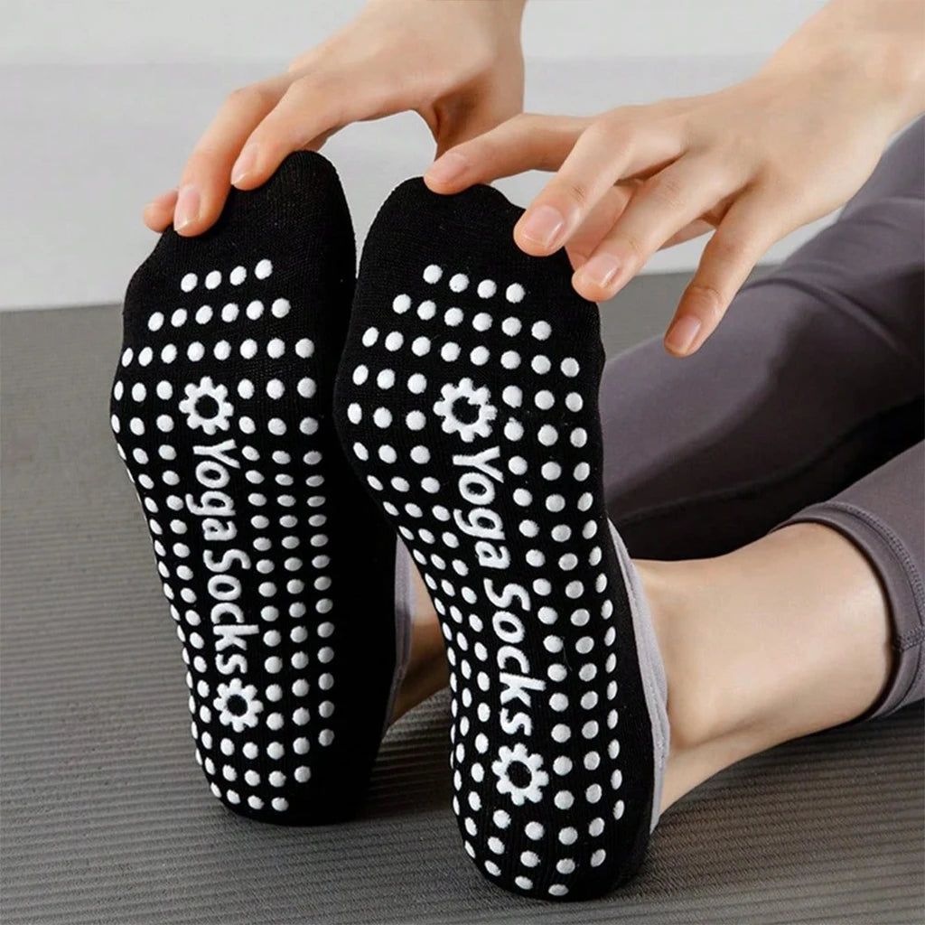 Women's Non Slip Yoga Socks With Cross Strap Grip Pilates Pair Set