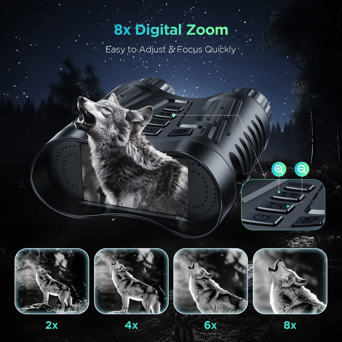 Letcmoi Night Vision 4K UHD Infrared Binocular With 8X Zoom
