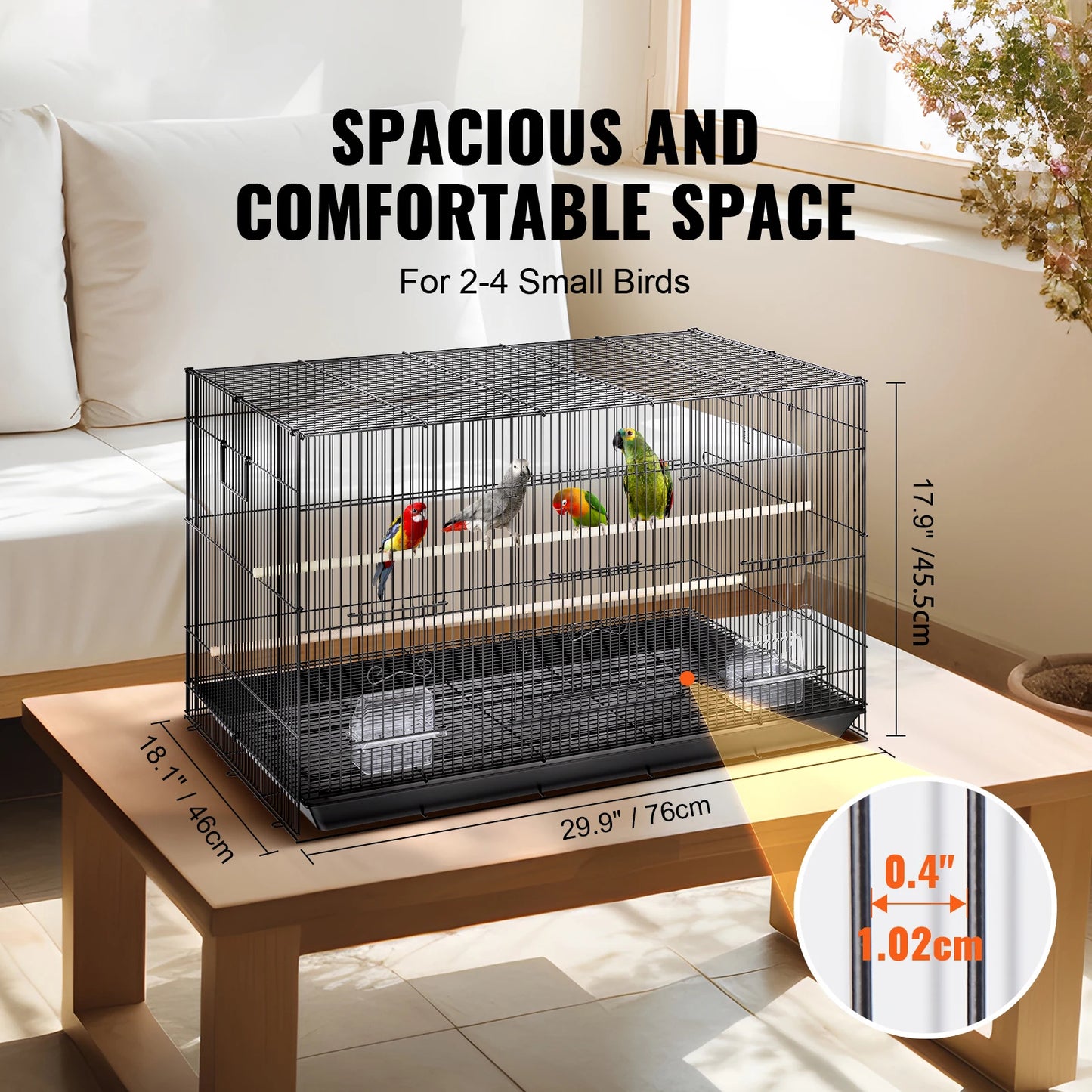 SucceBuy Parrot Bird Cage With Rolling Stand And Tray