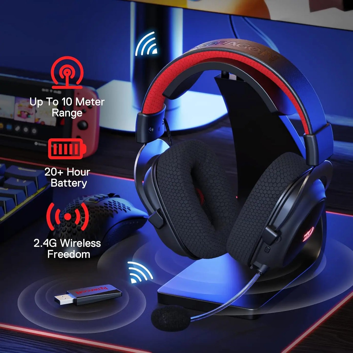 Redragon H510 Pro Zeus X Wireless Gaming Headset 7.1 Surround