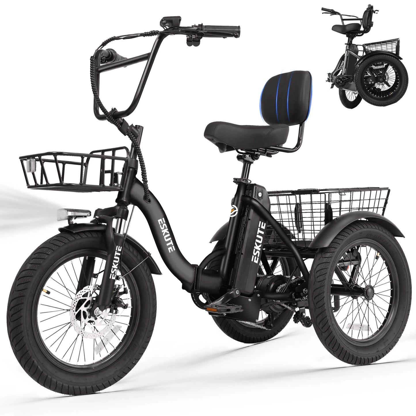 ESKUTE T300 Foldable Electric Trike With 624Wh Battery 1200W Motor
