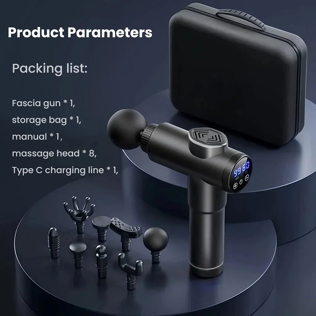 8 In 1 Percussion Massage Gun With Eight Attachments