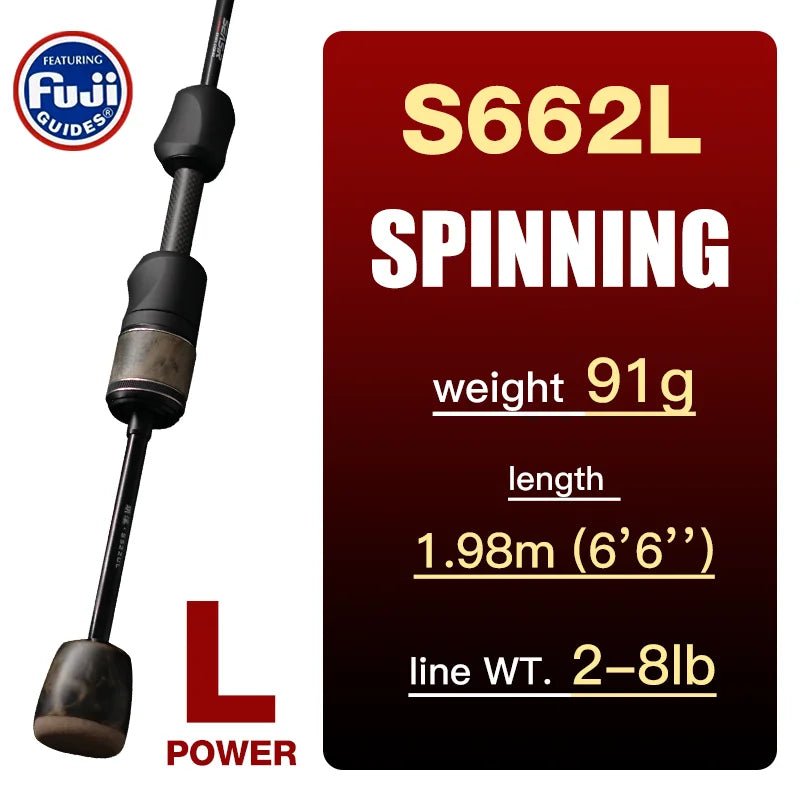 SeaSir Ultralight Spinning Baitcasting Fishing Rod With Carbon Handle Fuji Guides