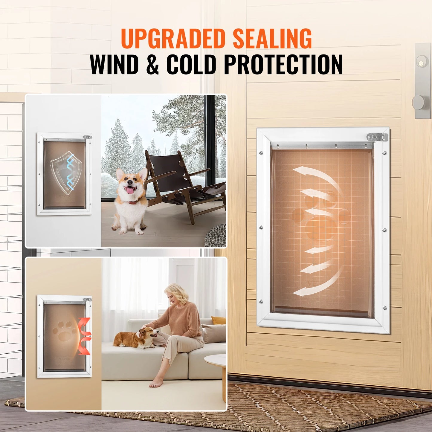 Pet Door With Aluminum Frame Locking Flap System Weatherproof