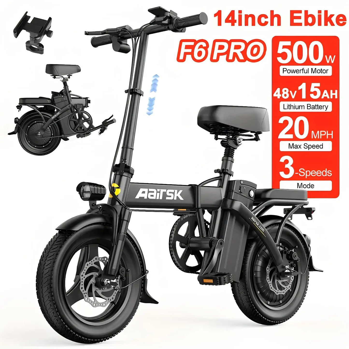 EOEOTWO Electric Fat Tire Mountain Ebike 1500W Peak 34MPH 390 Lb