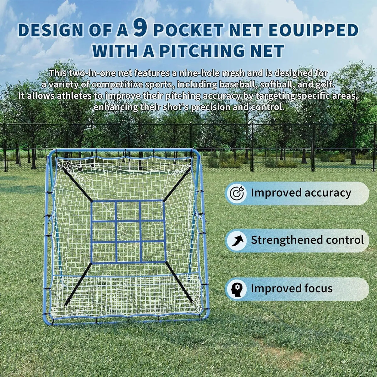 Tacleekii Adjustable Baseball Rebounder Net for Solo Practice and Training