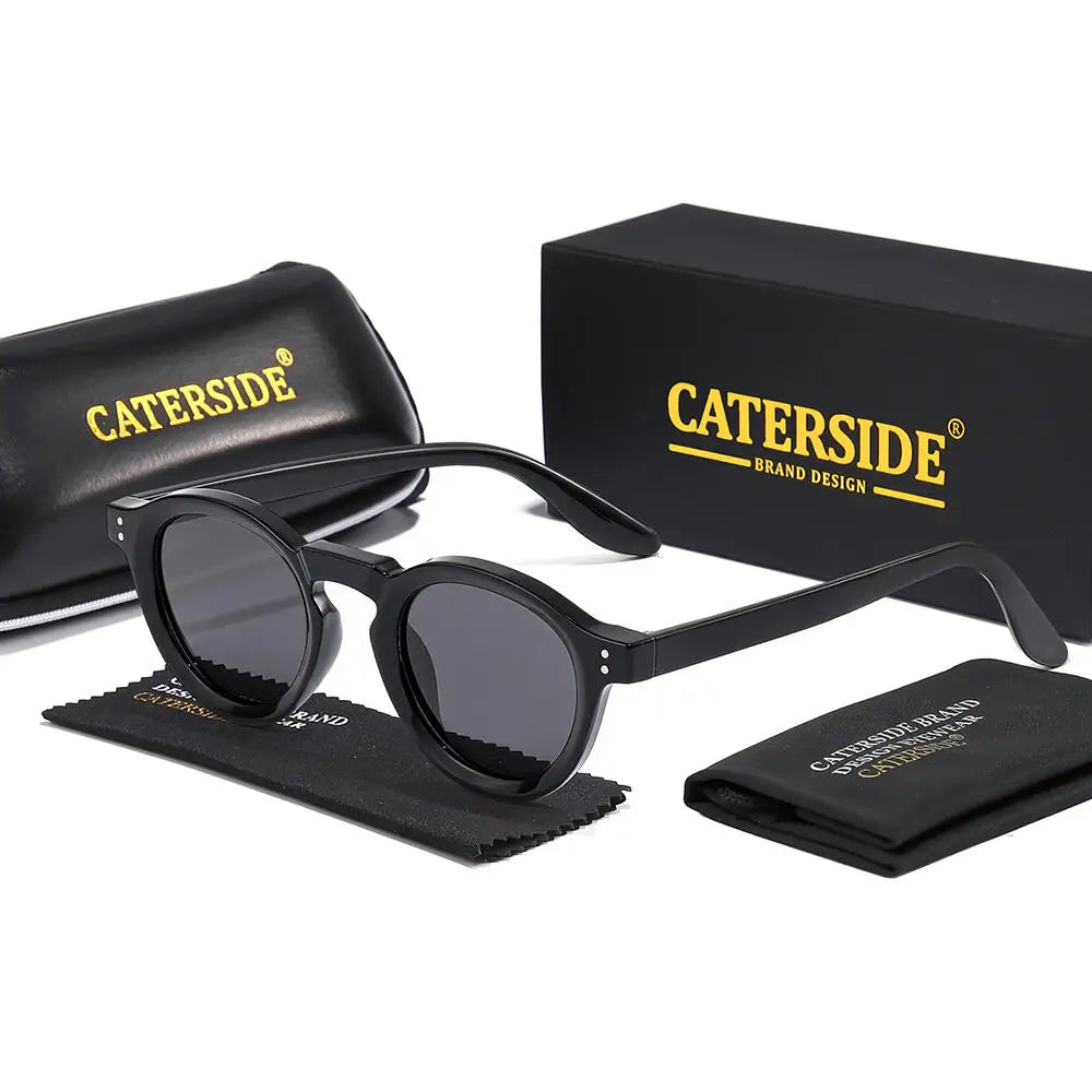 Caterside Retro Round Polarized Sunglasses UV400 TAC Lenses