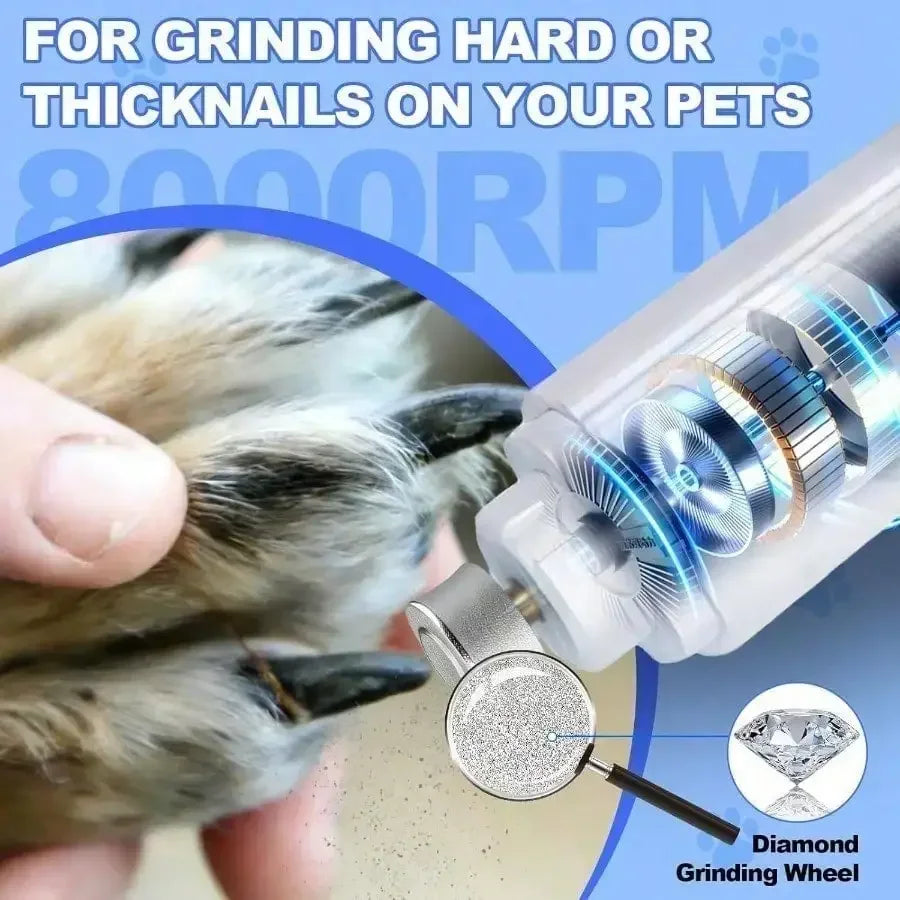 Rechargeable 2-in-1 Pet Nail Clippers With LED Quiet Grinder