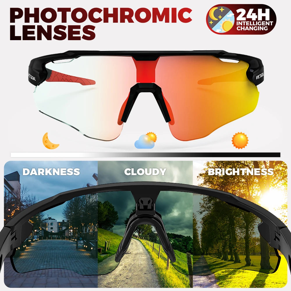 Victgoal Photochromic Cycling Sunglasses UV400 Protection for Men Women