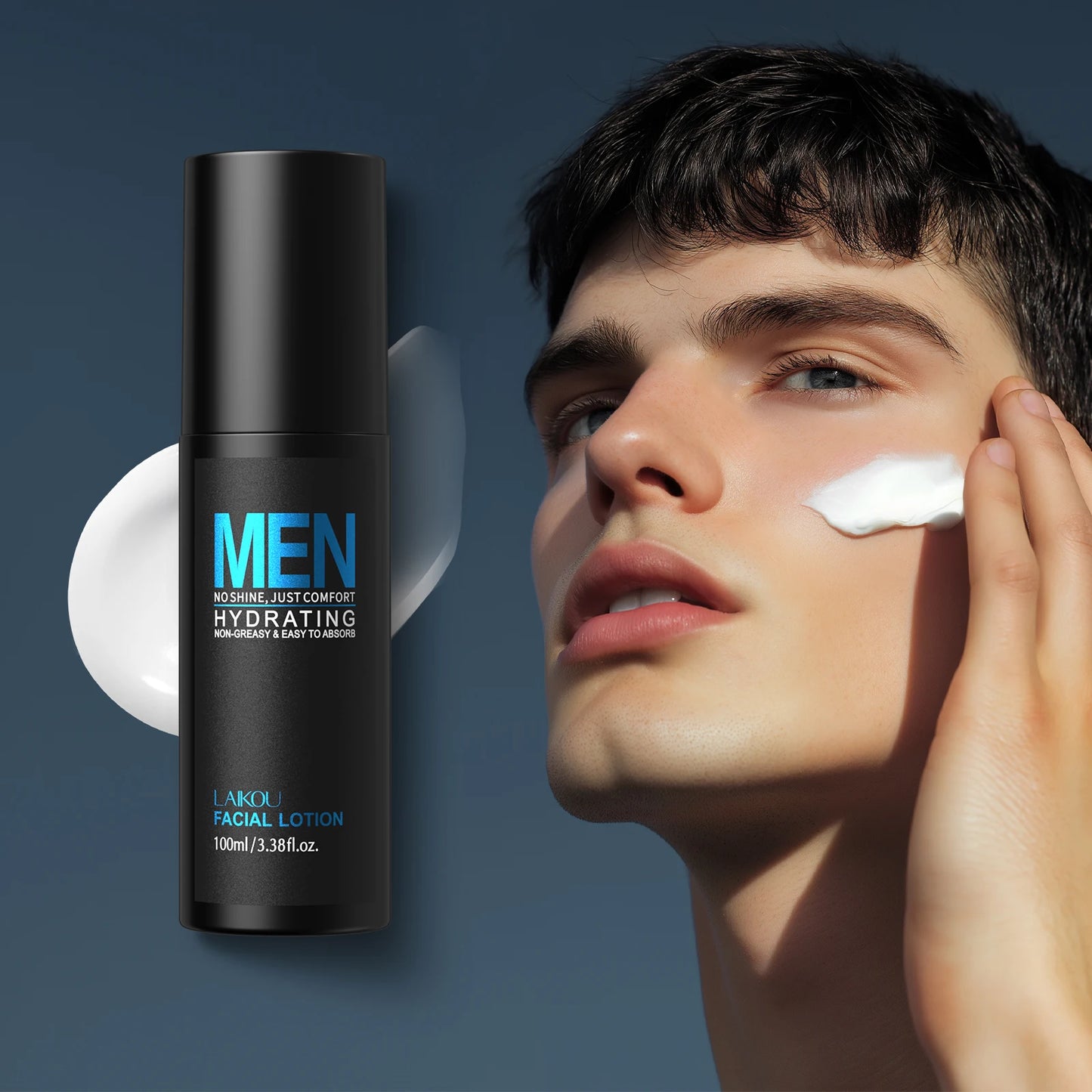 LAIKOU Men Skincare Set 4pc Lazy Cream Cleanser Toner Lotion Hydrating