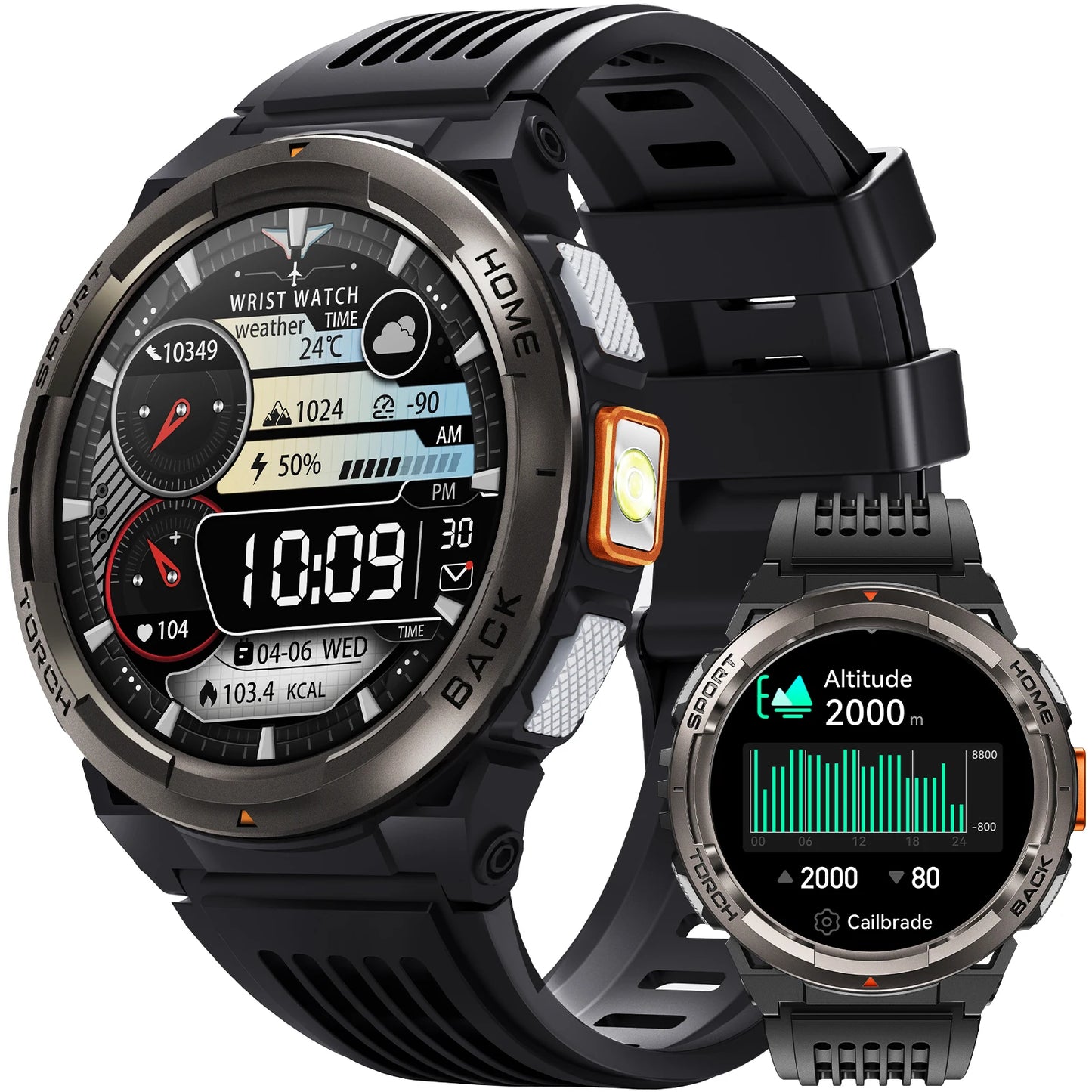 EIGIIS KE5 Smartwatch With Compass 3ATM Barometer LED Flashlight Waterproof