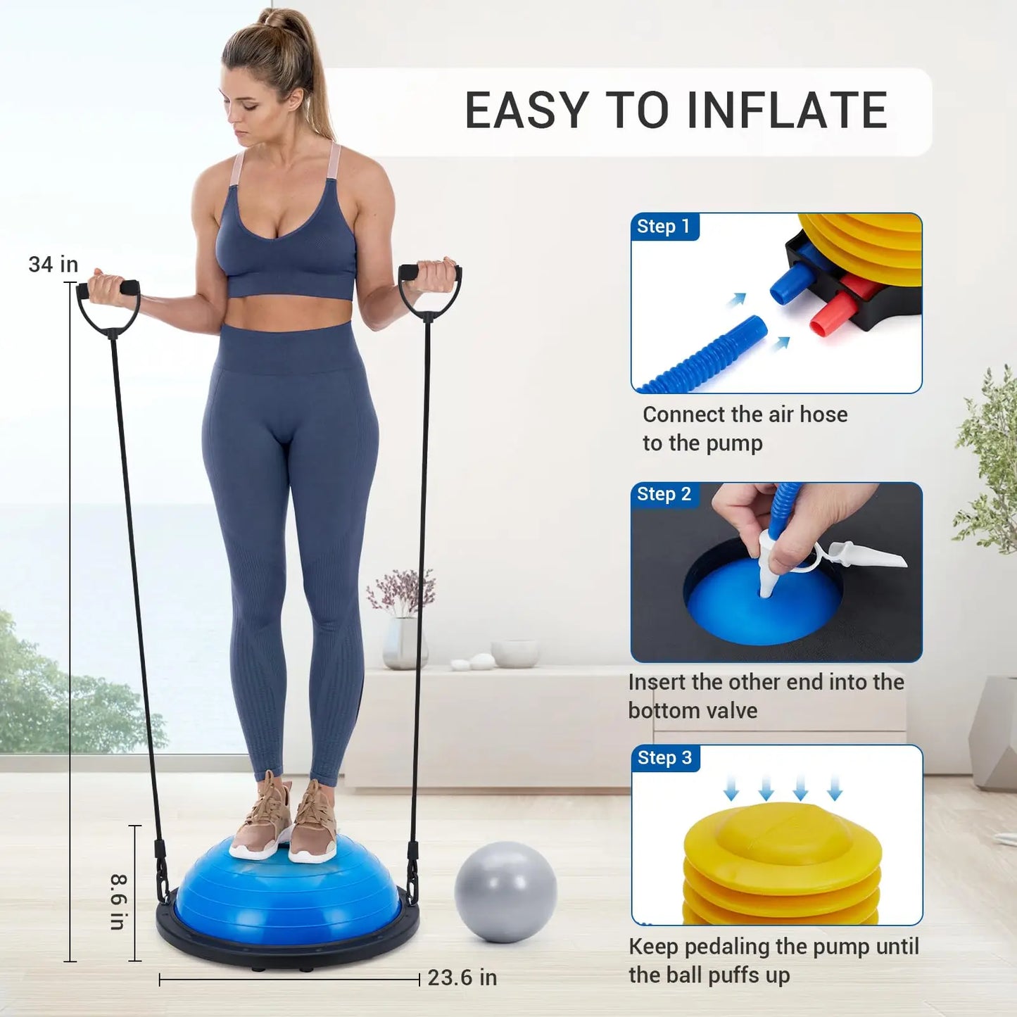 Yoga Balance Ball With Nonslip Base For Strength Training