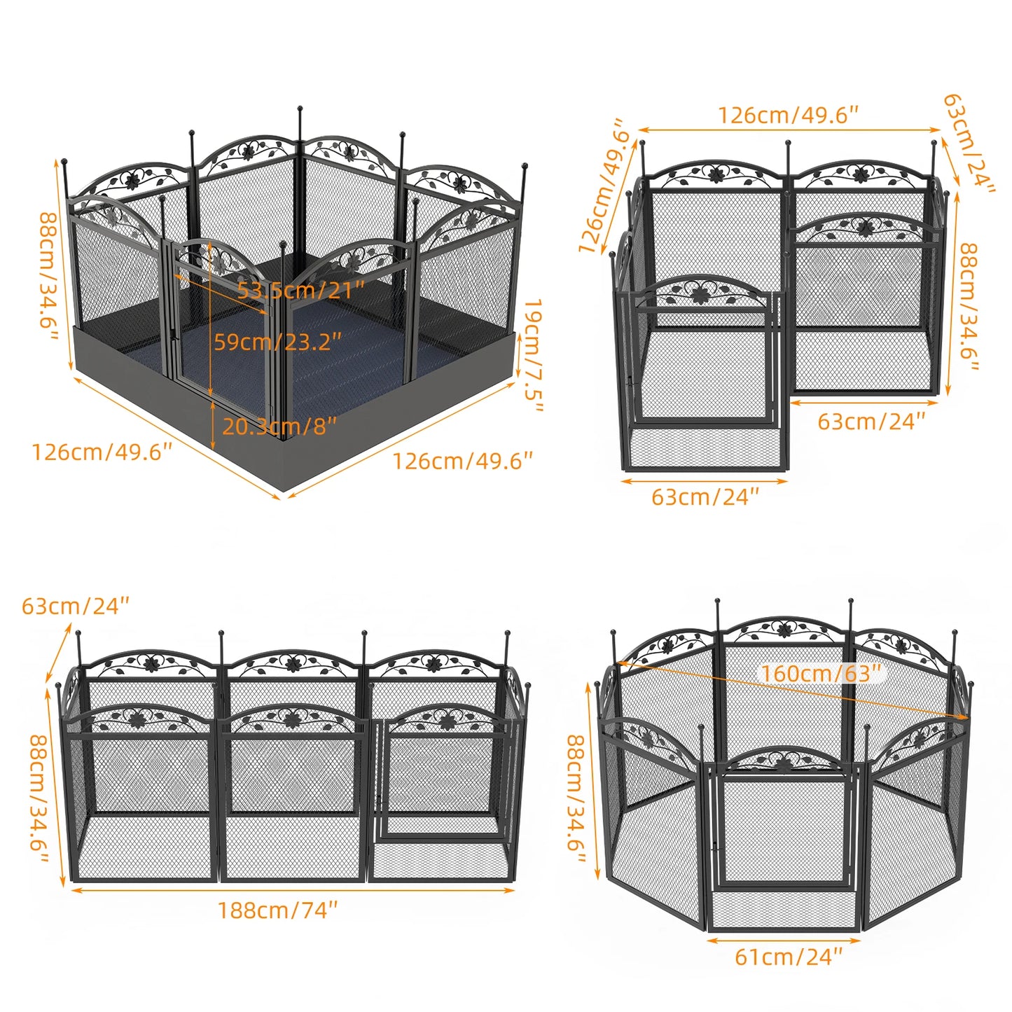 BINGOPAW Eight Panel Heavy Duty Dog Playpen With Waterproof Pad