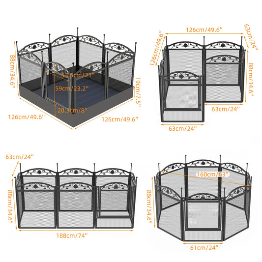 BINGOPAW Eight Panel Heavy Duty Dog Playpen With Waterproof Pad