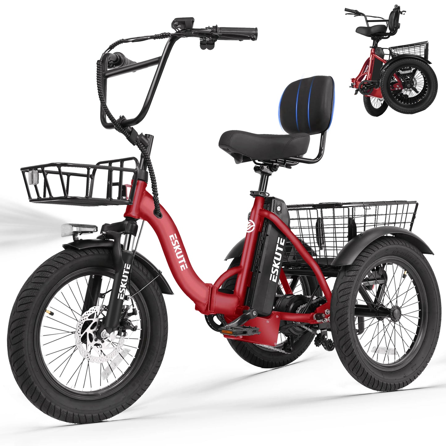 ESKUTE T300 Foldable Electric Trike With 624Wh Battery 1200W Motor