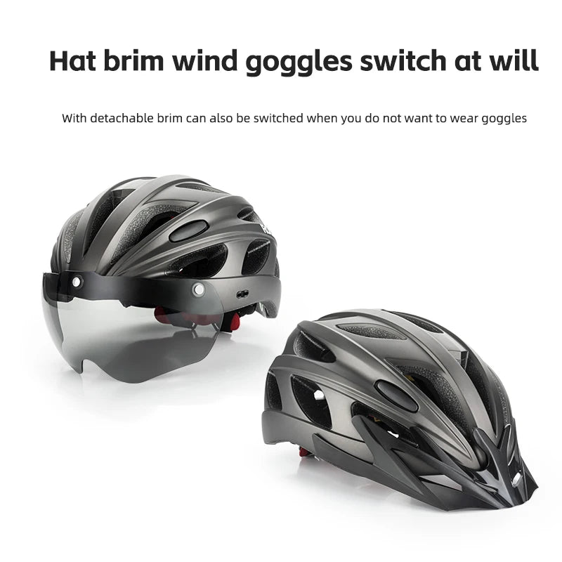 ROCKBROS Lightweight Cycling Helmet With Goggles For MTB And Road