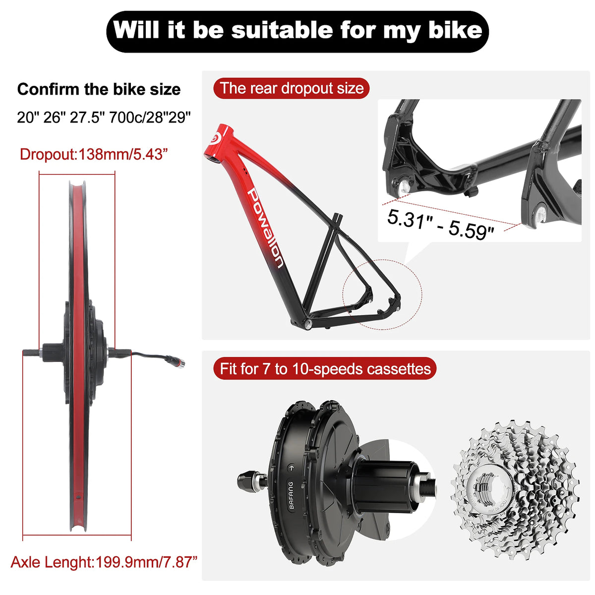 BAFANG G0900 Rear Hub Motor Brushless Conversion Kit