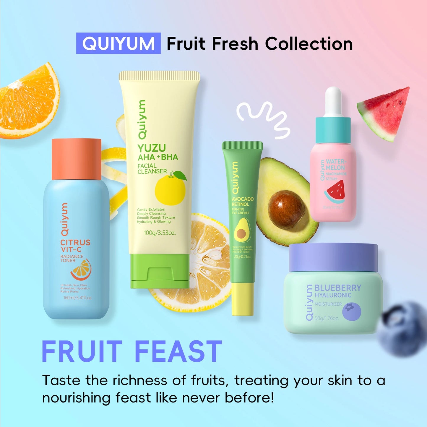 QUIYUM Fruit Fresh Collection Skincare Set Brightening Hydration