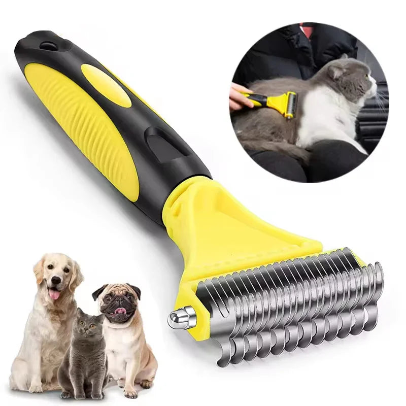 Two-Sided Grooming Comb and Undercoat Rake for Cats and Dogs