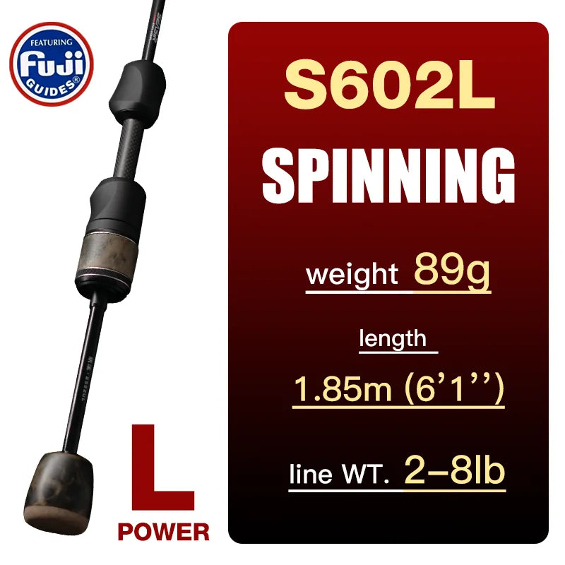 SeaSir Ultralight Spinning Baitcasting Fishing Rod With Carbon Handle Fuji Guides