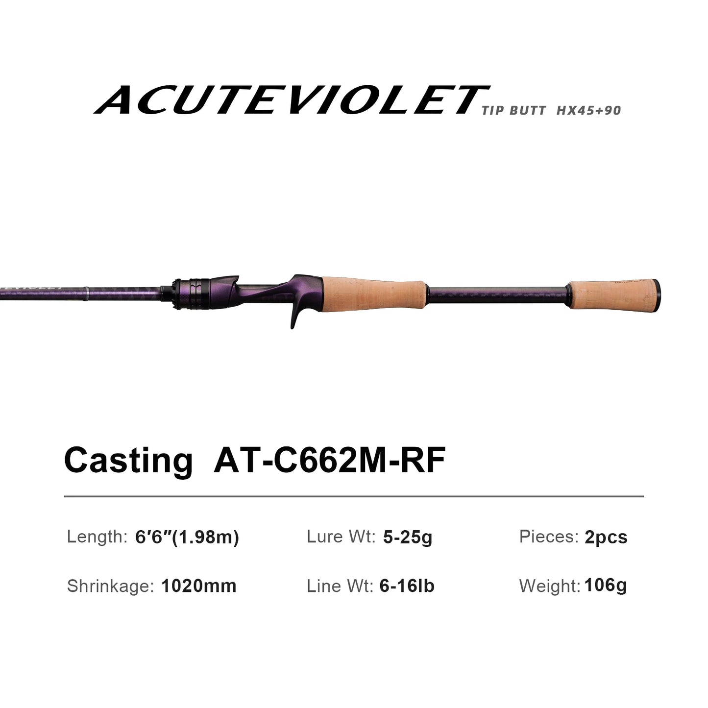 Pure-Lure Acute Fast Action Bass Spinning Rod With Titanium Ring
