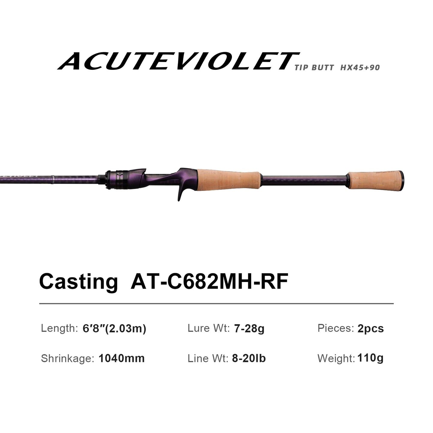 Pure-Lure Acute Fast Action Bass Spinning Rod With Titanium Ring