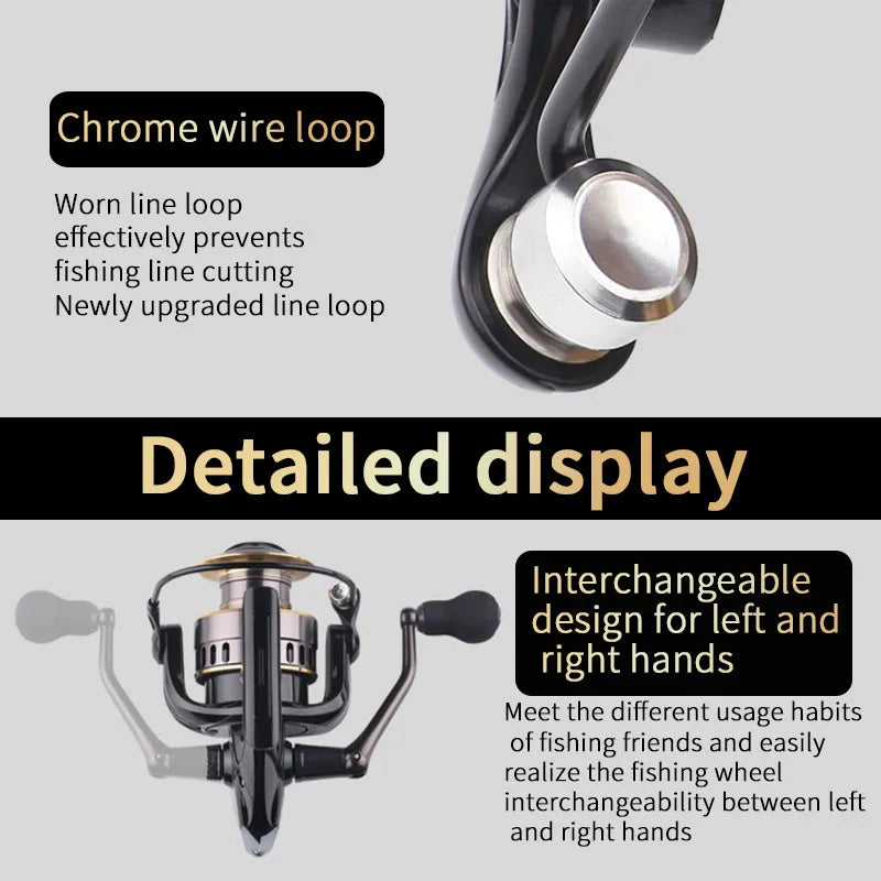 Two-Hand Rotating Fishing Reel He1000-7000 Series Left Right Hands Convertible